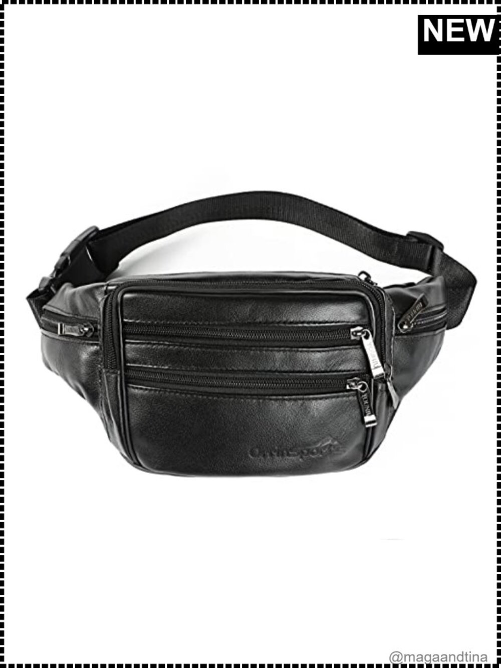 Leather Fanny Pack Multi-Pocket Waist Belt Bag Travel Hiking Sports